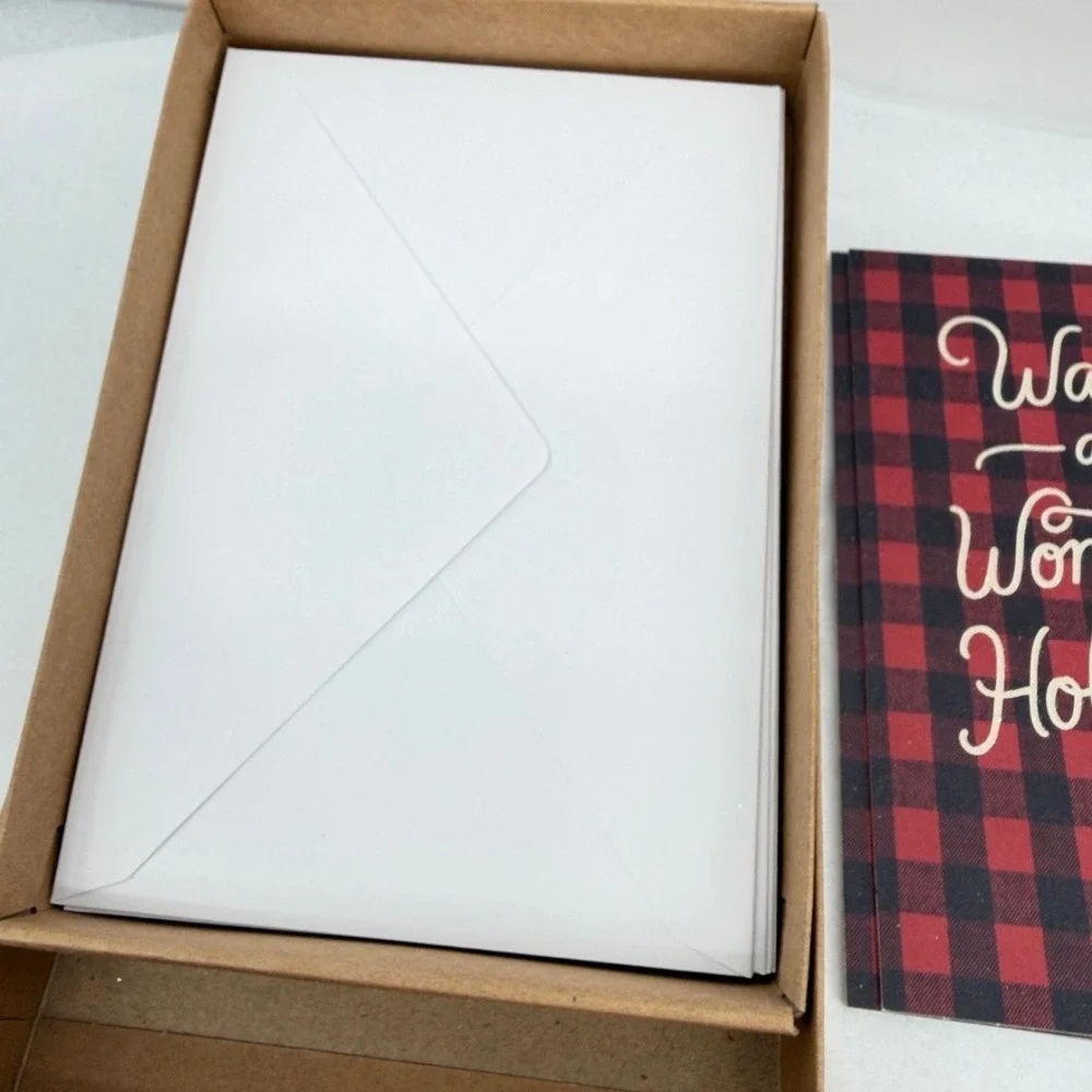 Hallmark Christmas Greeting Cards Buffalo Plaid Rustic Farmhouse Stationery Set
